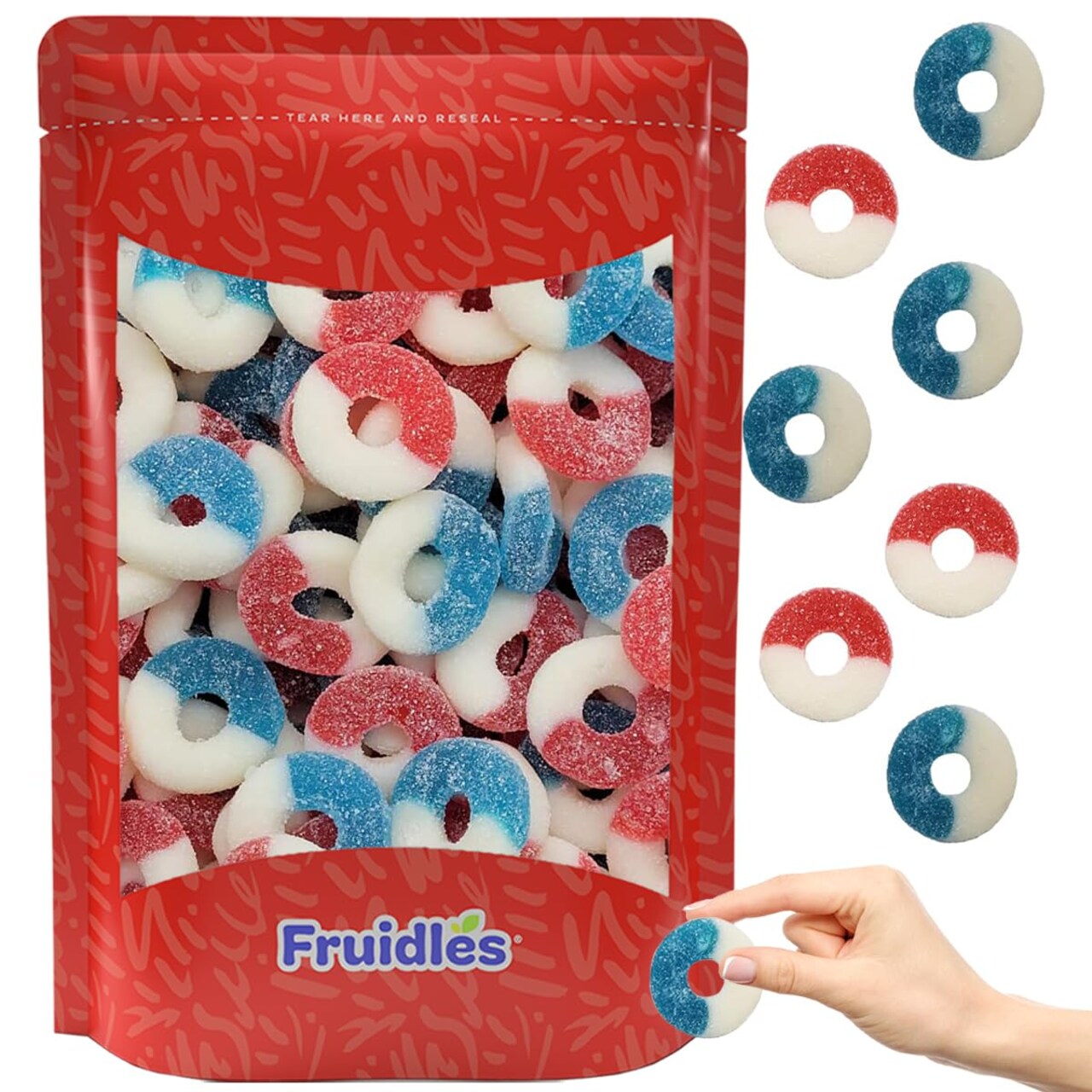 USA Patriotic Gummy Freedom Rings Candy Holiday Treats, 4th of July, Fun and Festive Snacking, Party flavor, Half-Pound